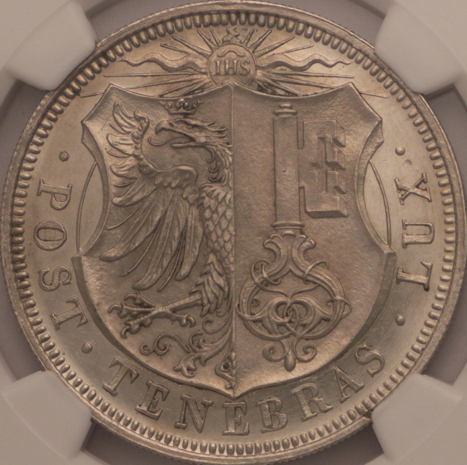 スイス (Switzerland) ジュネーブ州 紋章図 5フラン銀貨 1848年 KM137