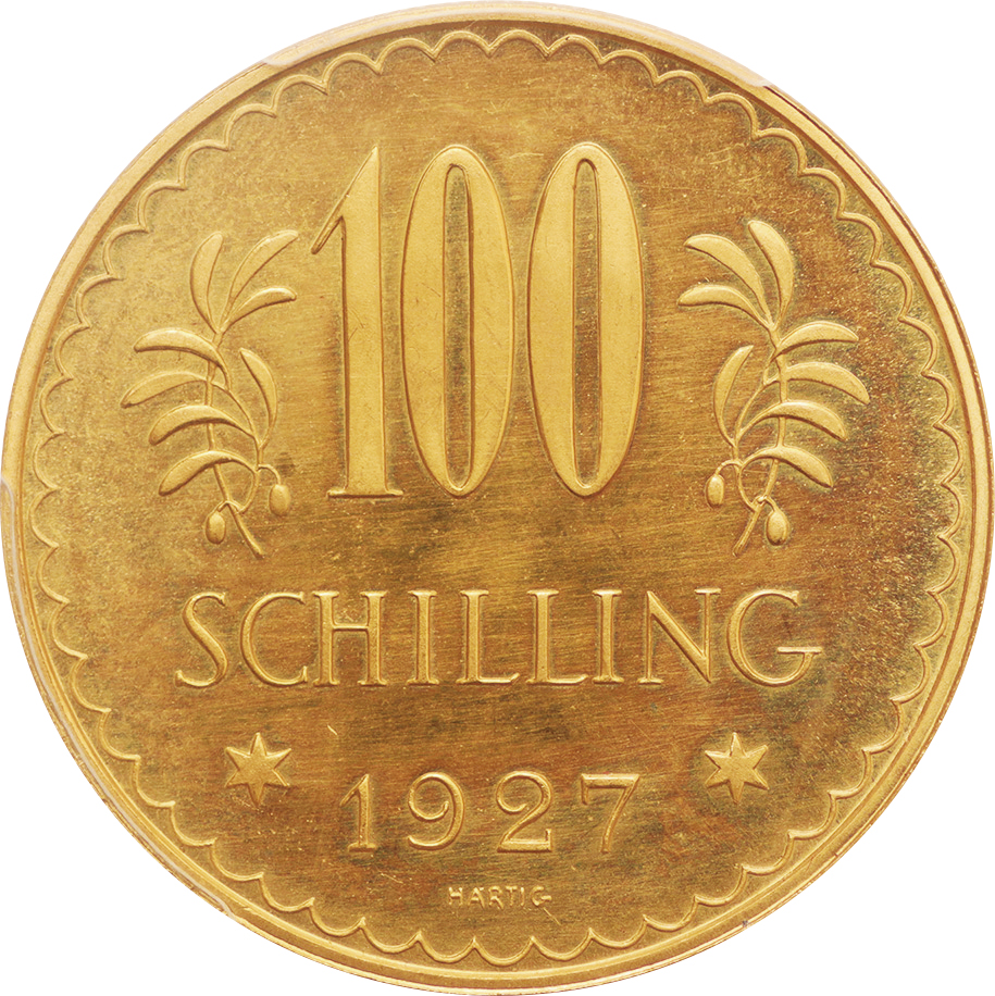 ｵｰｽﾄﾘｱ/Austria 鷲図 100シリング金貨 1927年 KM2842 23.52g