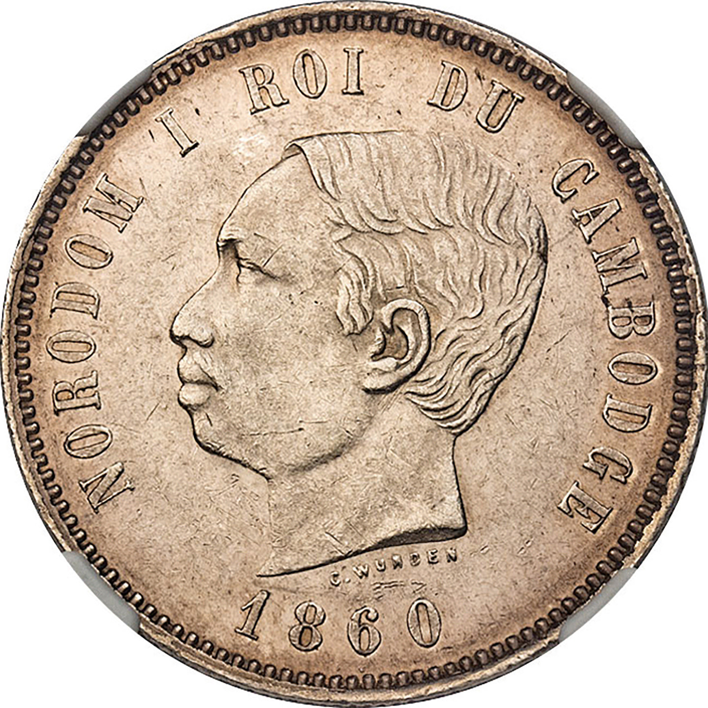カンボジア (Cambodia) ノロドム1世像 4フラン銀貨 1860年 KMXM8 