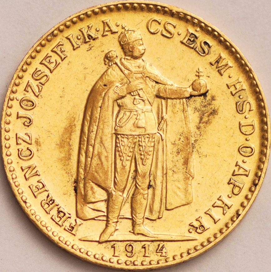 ハンガリー (Hungary) フランツ・ヨーゼフ1世立像 20コロナ金貨 1914年 ...