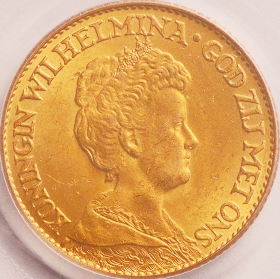 オランダ領東ウィルへルミナ女王オランダ1グルデン 1919年激レア