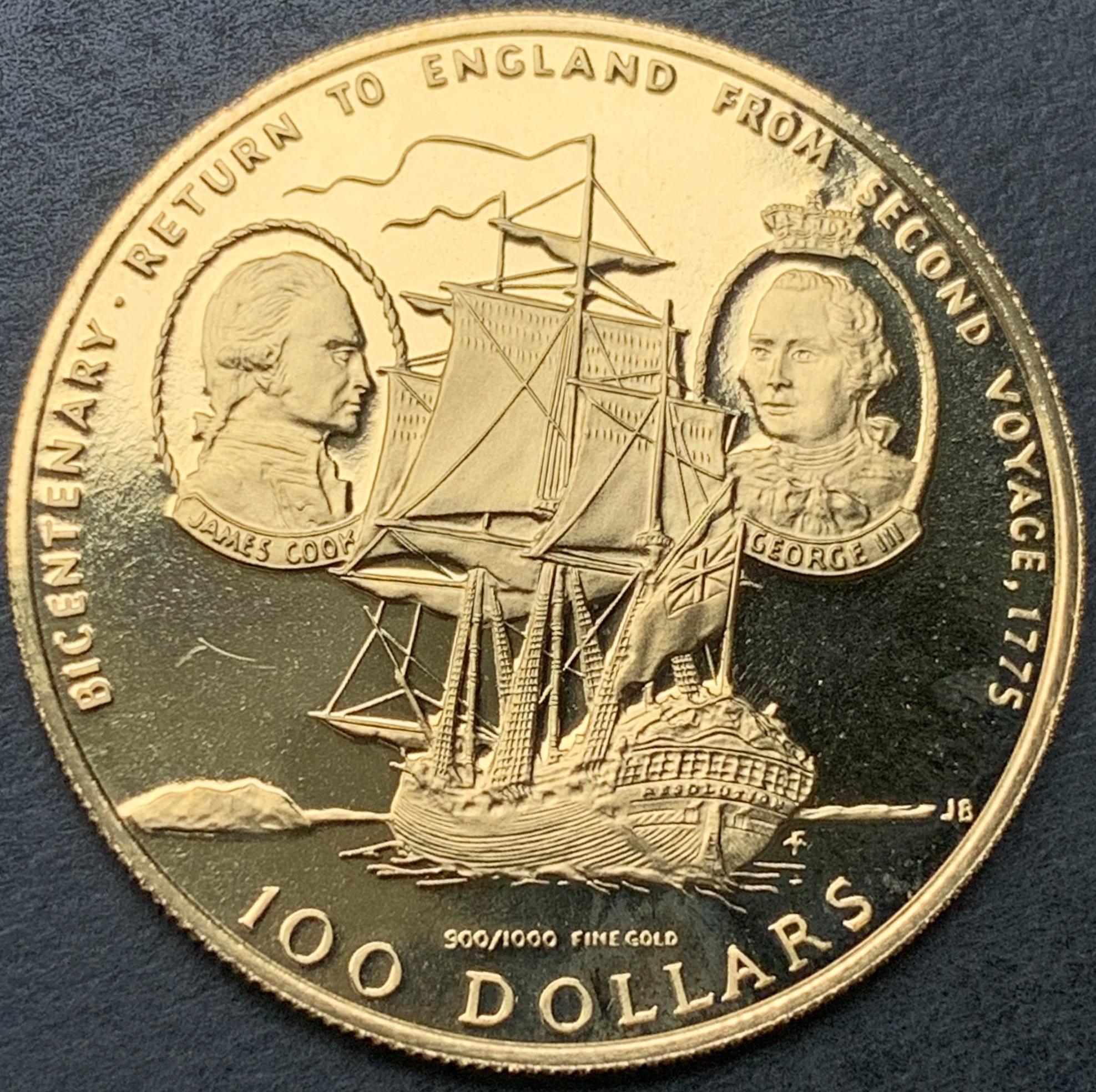 JAMES COOK'S ENDEAVOUR GOLD PROOF  COIN