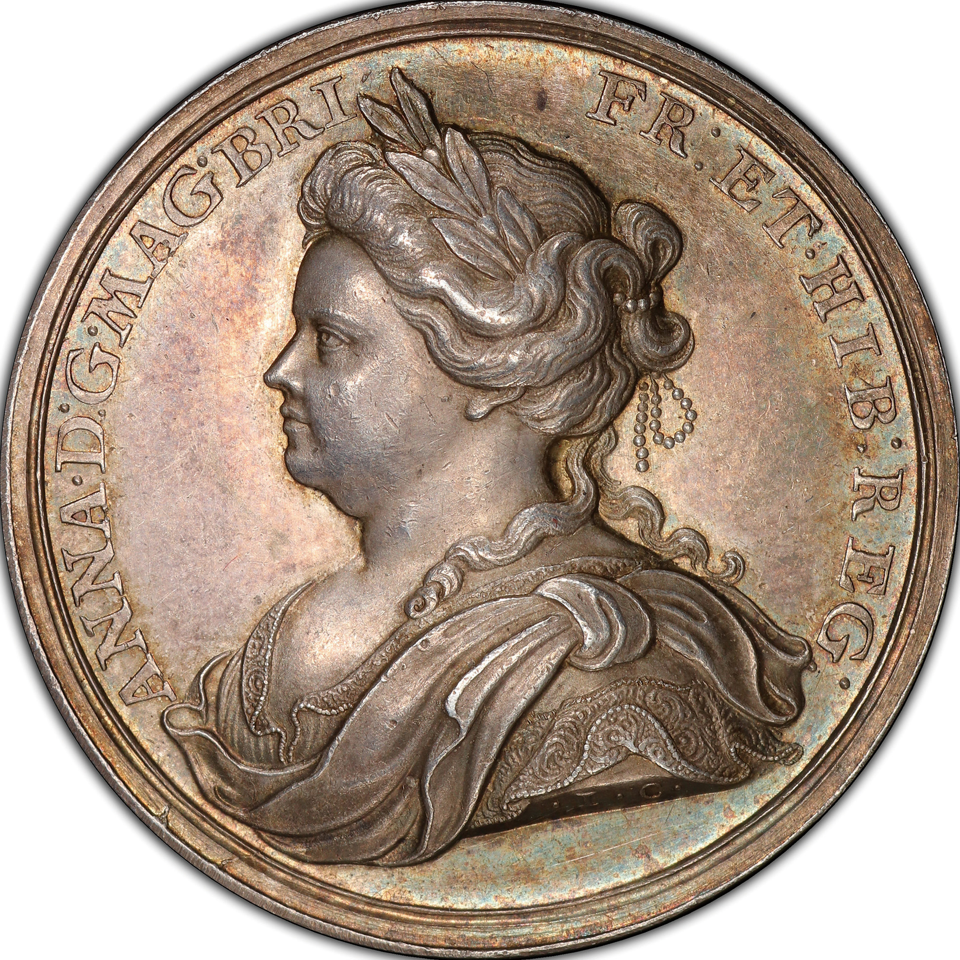 英国 (Great Britain) アン女王像 ユトレヒト条約 銀メダル 1713年 