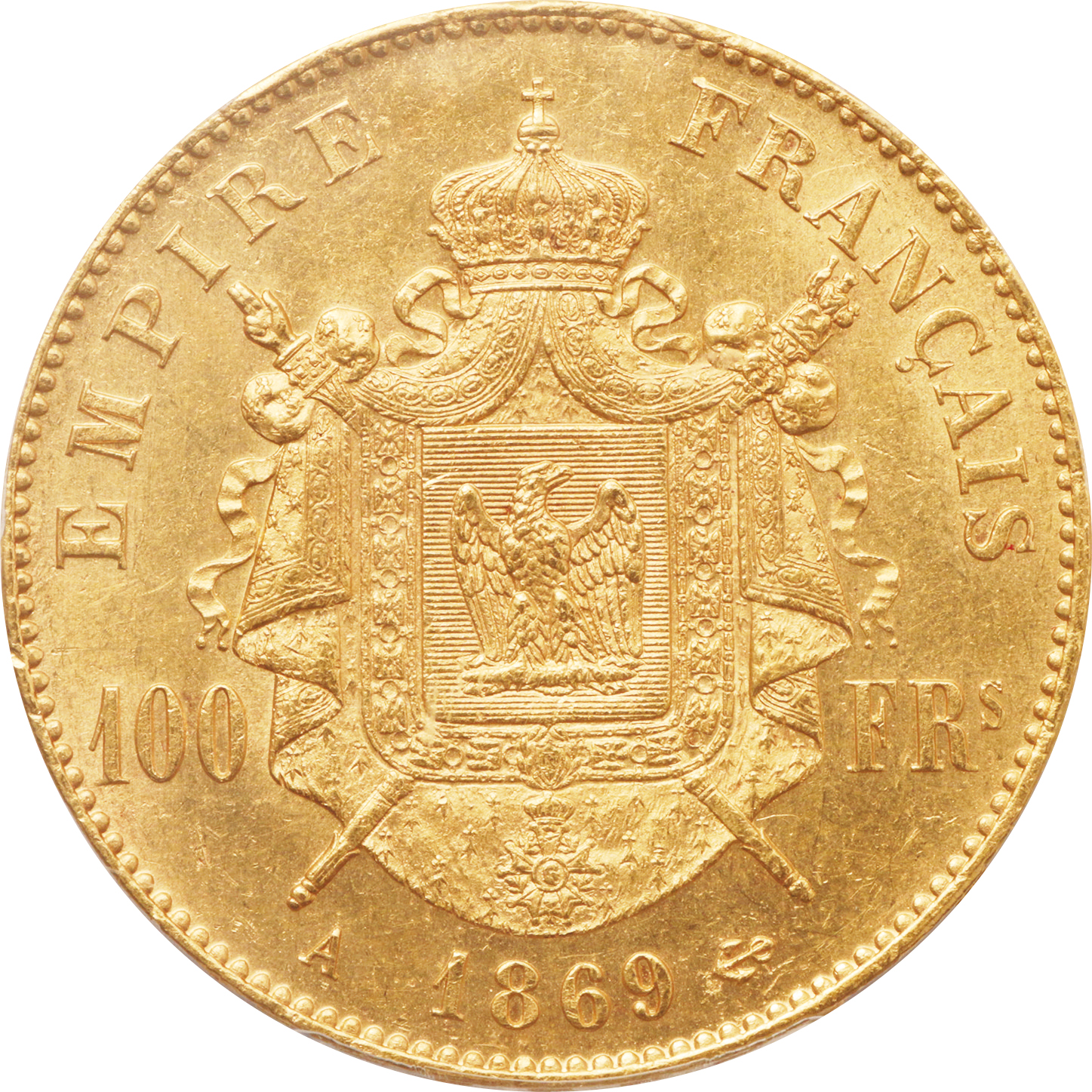 1862年 フランス ナポレオン3世 有冠 100フラン 金貨 NGC MS62