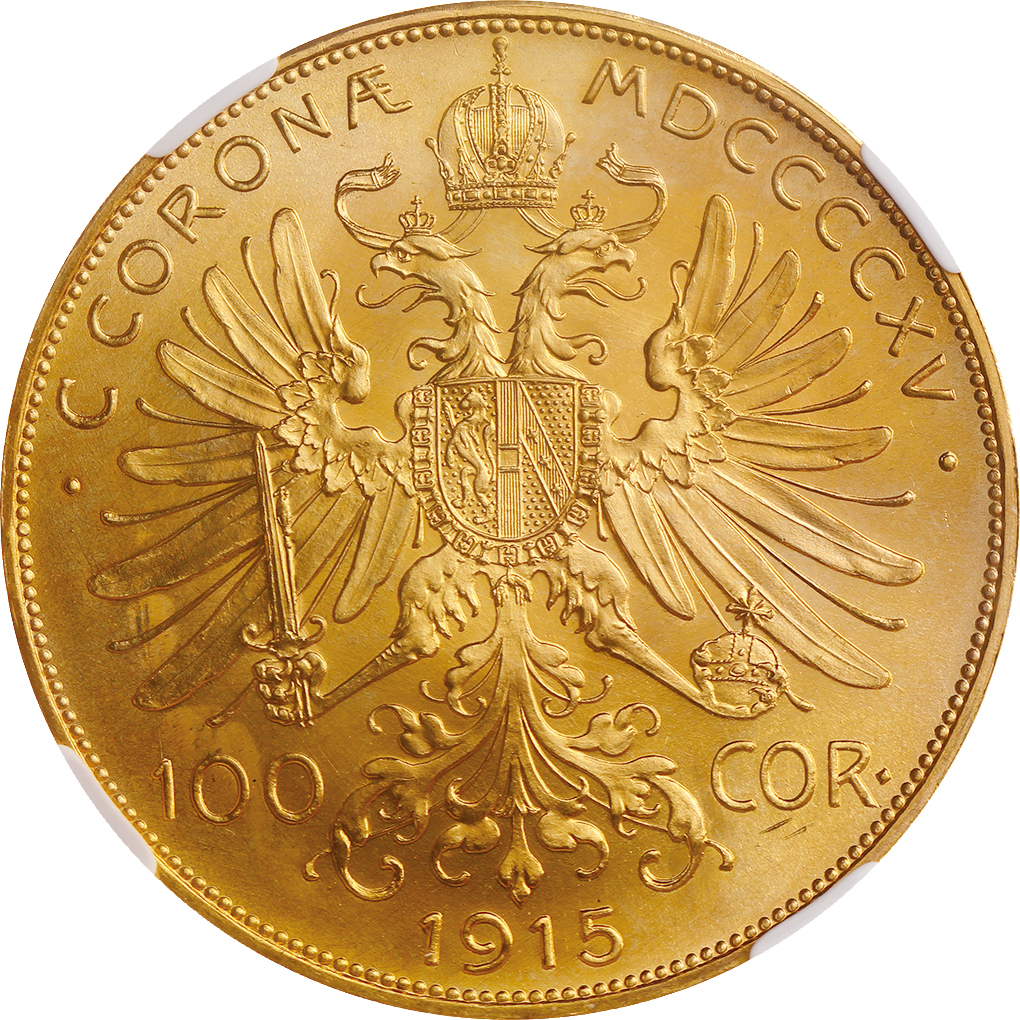 ｵｰｽﾄﾘｱ/Austria フランツ・ヨーゼフ像 100コロナ金貨（再鋳貨