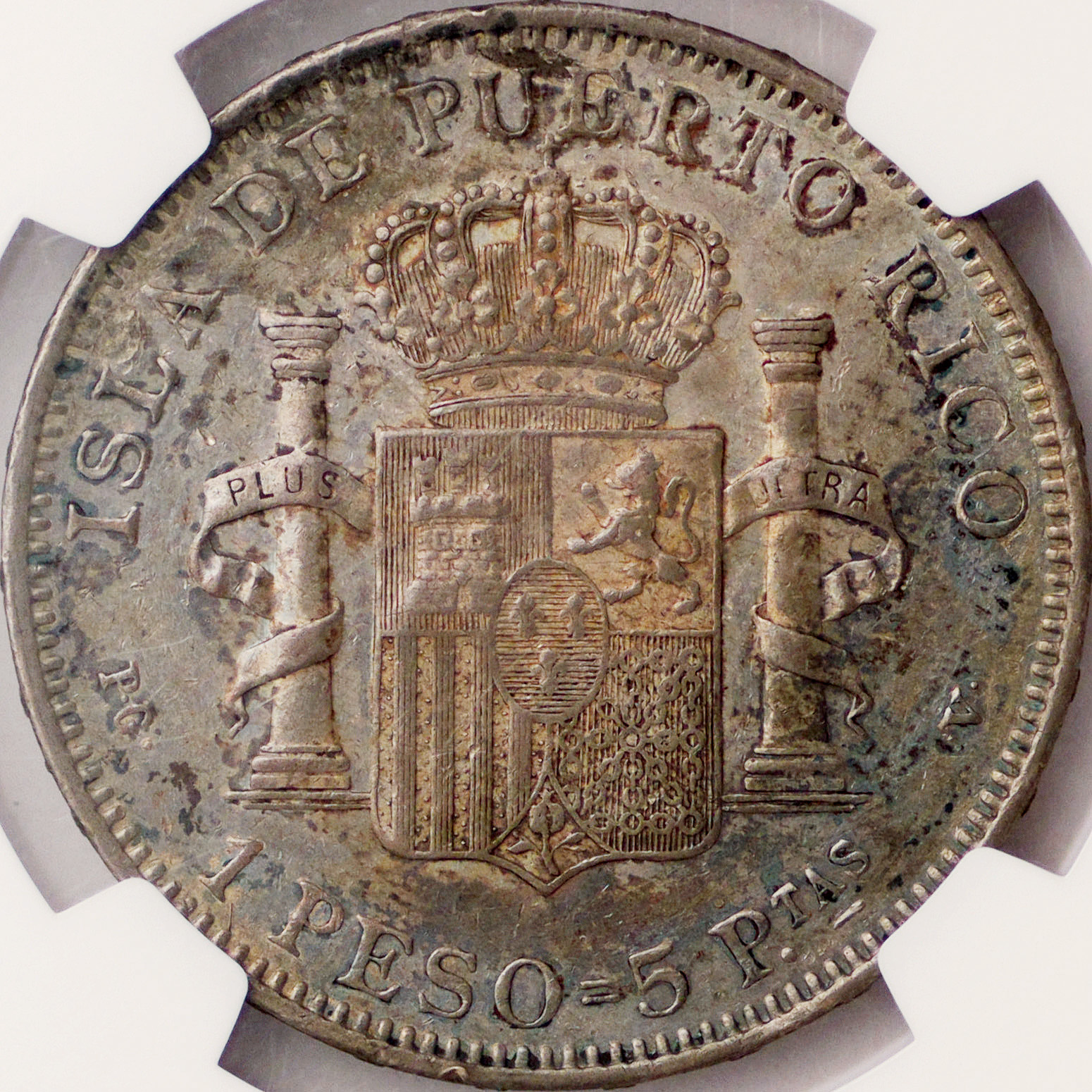 プエルトリコ (Puerto Rico) アルフォンソ13世像 1ペソ銀貨 1895年(PGV ...