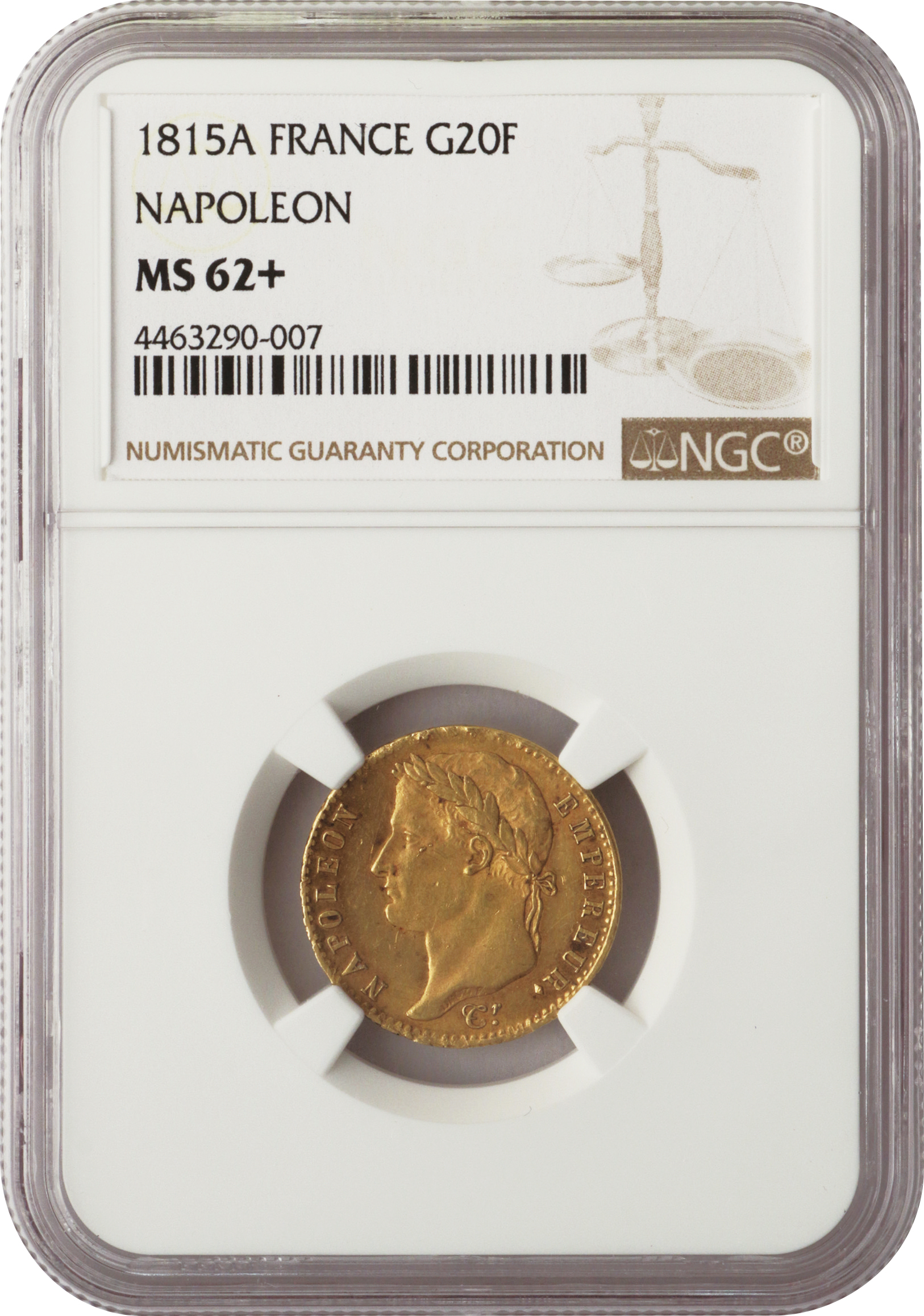 フランス/France ナポレオン1世 月桂冠像（百日天下） 20フラン金貨 