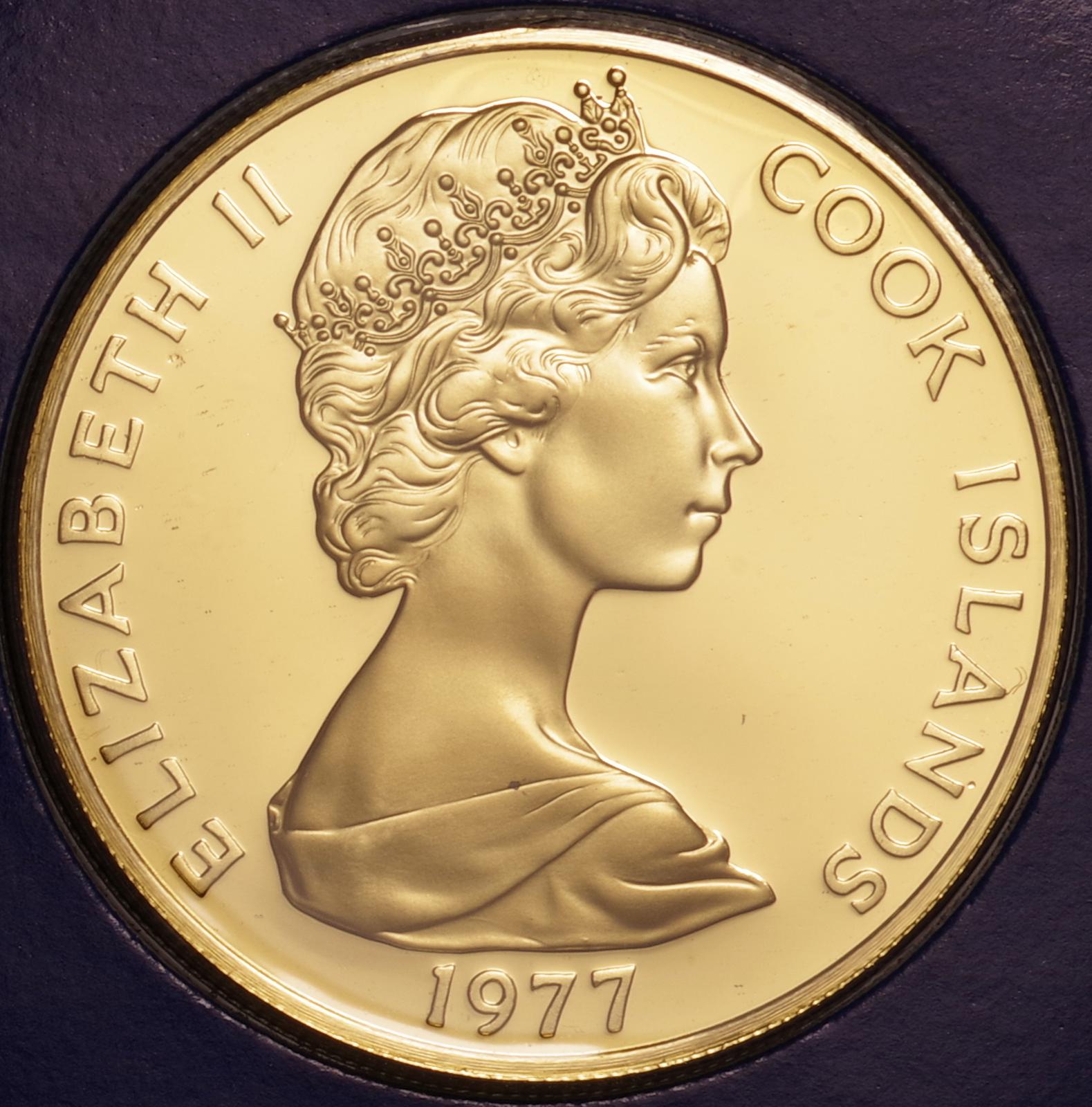 エリザベス女王在位25年記念 100ドル金貨 1977年 KM19 プルーフ 