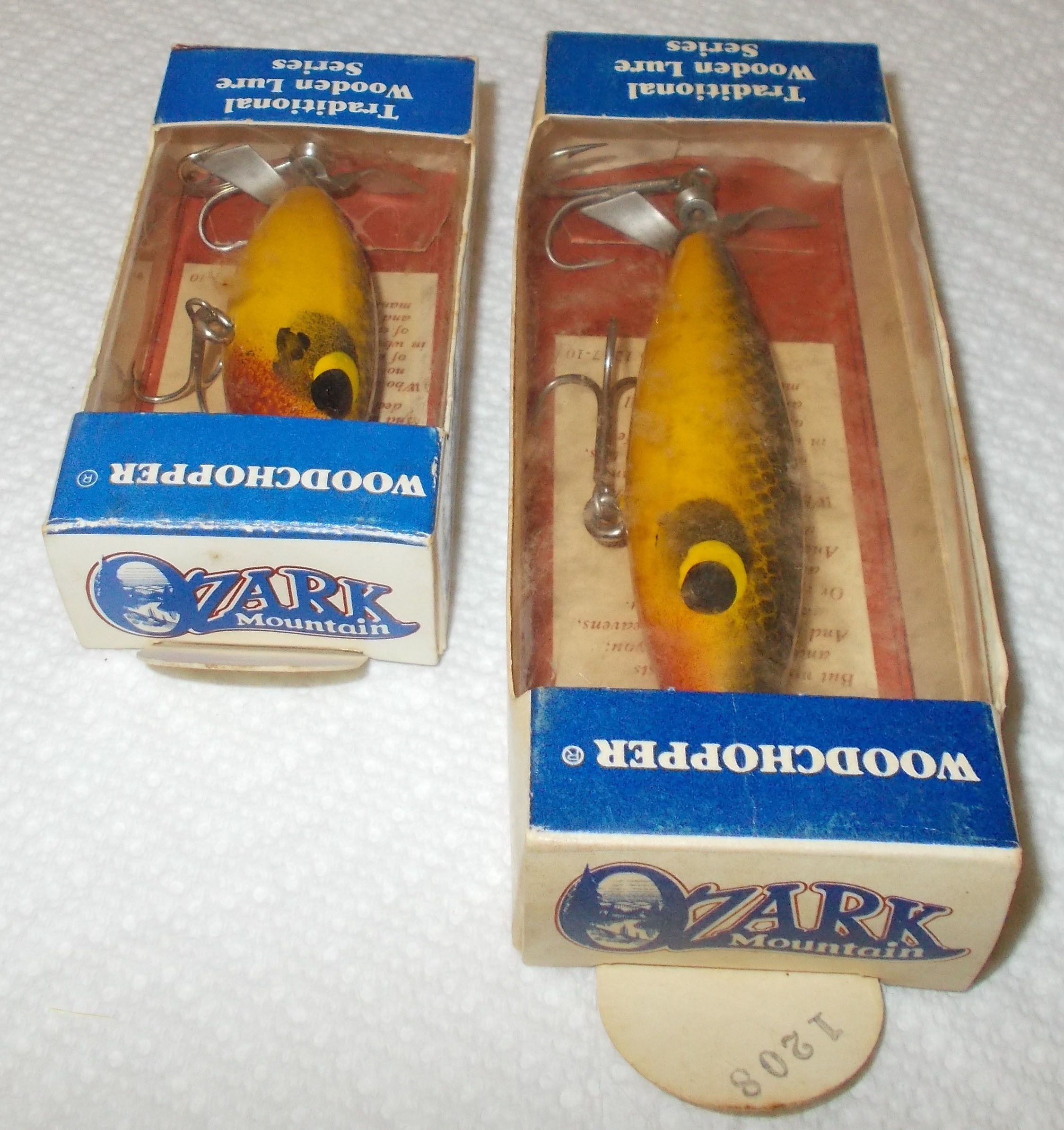 Lot Of 2 Luhr Jensen Ozark Mountain  Woodchopper  Wooden Fishing Lures  New – IBBY