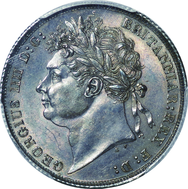 英国 (Great Britain)/ ジョージ4世像 1シリング銀貨 1825年 KM687 