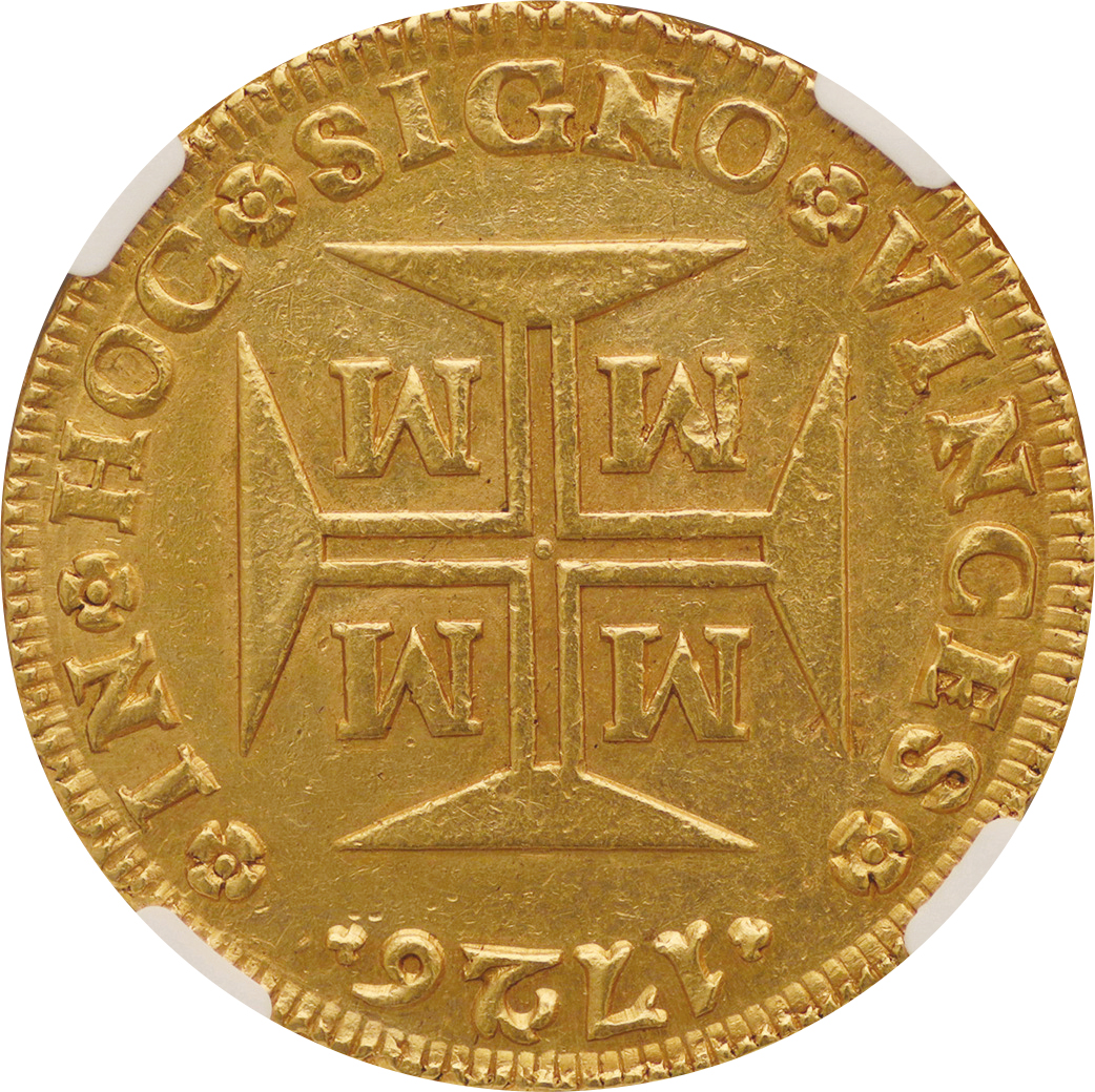 ﾌﾞﾗｼﾞﾙ/Brazil 紋章図 20000レイス金貨 1726年（M） KM117 53.78g .917 