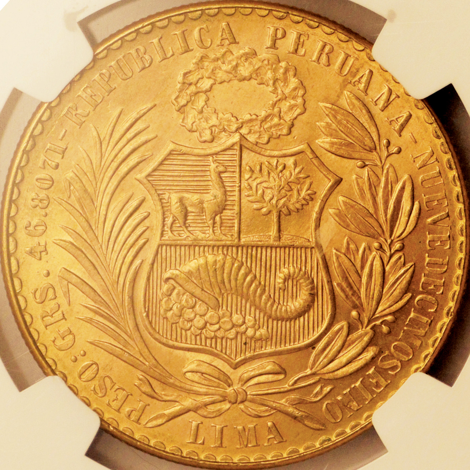 ペルー (Peru) 女神座像 100ソル金貨 1965年 KM231 ／ Seated