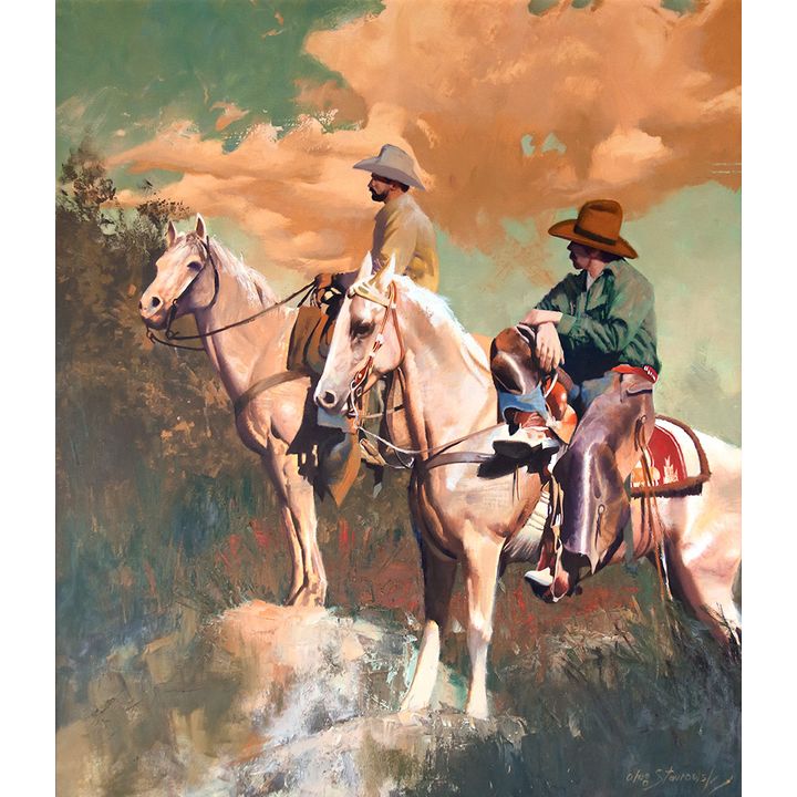 Oleg Stavrowsky (1927- ), Cowboys on Rocks