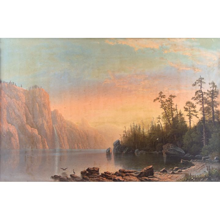 After Albert Bierstadt , Sunset - California Scenery