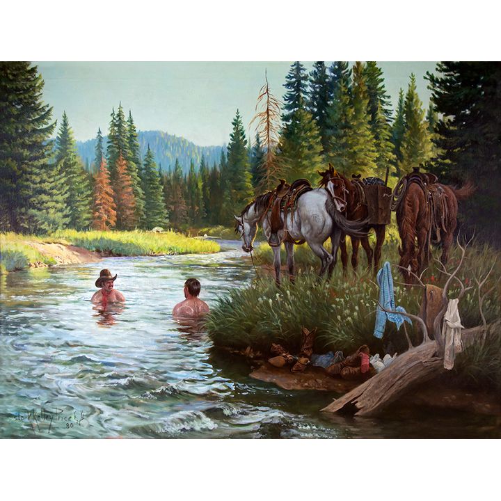 Clark Kelley Price (1945- ), Cowboy Swimming Hole