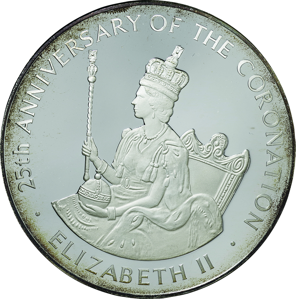 ○ジャマイカ 1978年 エリザベス女王戴冠25周年記念 25ドル銀貨 65mm