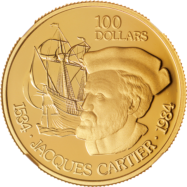 ｶﾅﾀﾞ/Canada ジャック・カルティエ 100カナダドル金貨 1984年 