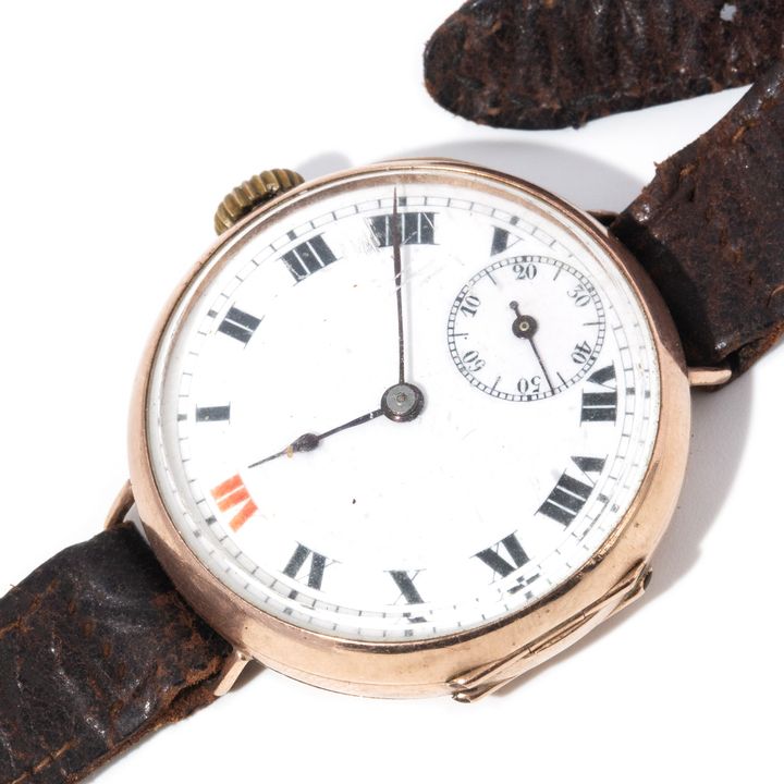 Trench Watch with Rolex Movement 9ct Gold, Circa 1920s