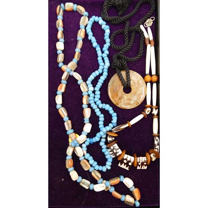 Tray MOP & Bone Bead Necklaces
