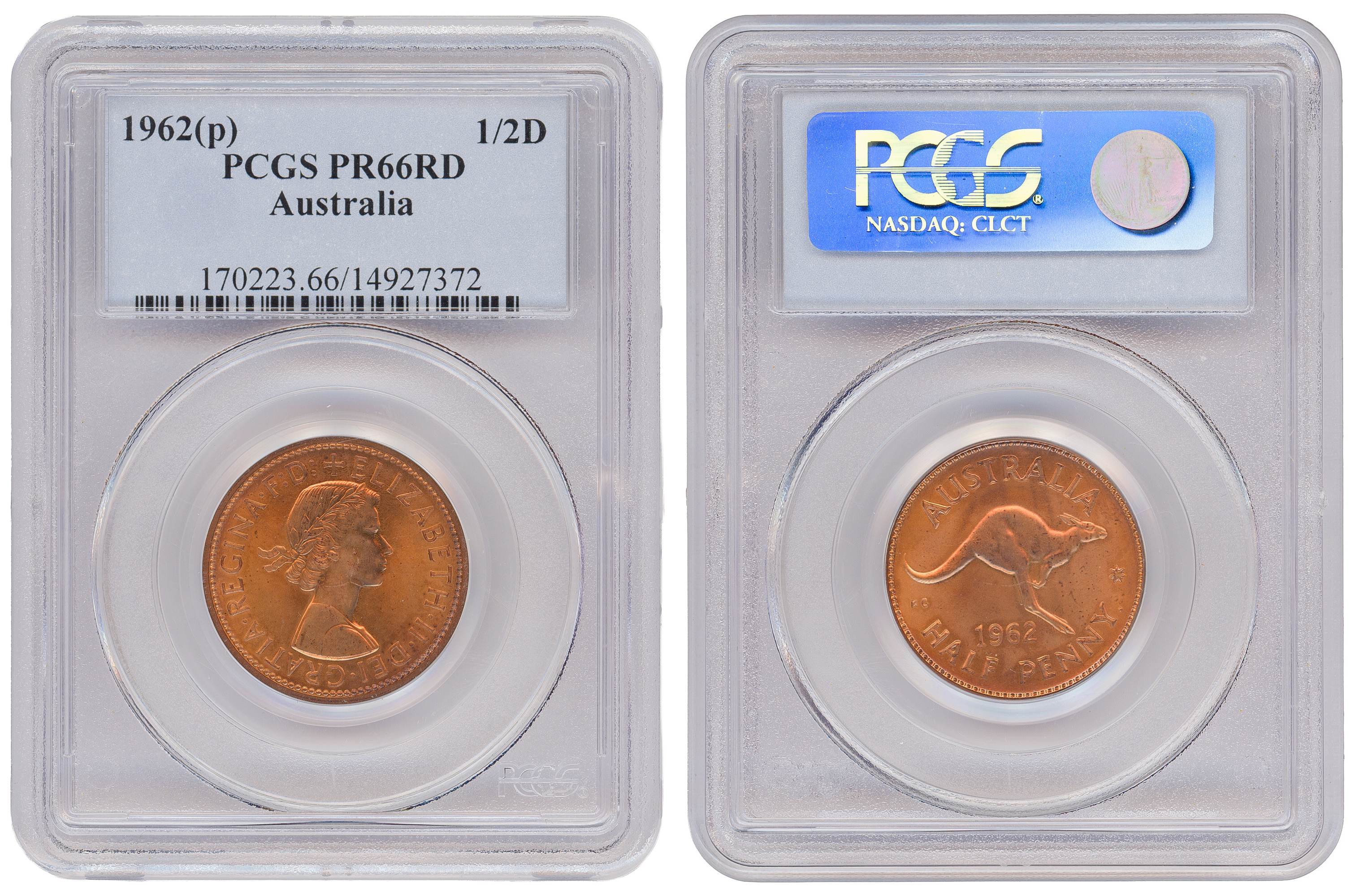 Elizabeth II, Halfpenny, 1962 Y. (p), PCGS PR66RD
