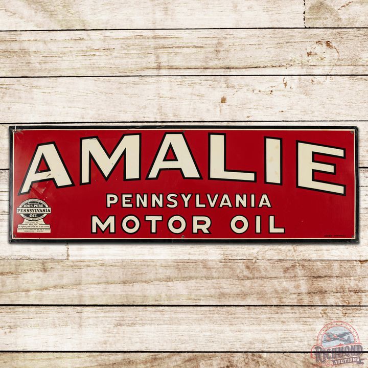 1947 Amalie Pennsylvania Motor Oil SST Sign w/ Penn Seal Logo