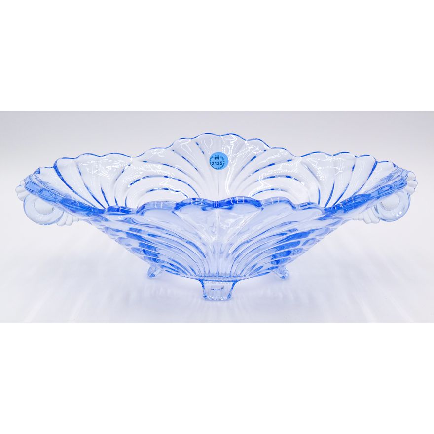 Cambridge Blue Caprice Glass Handled Bowl 13''