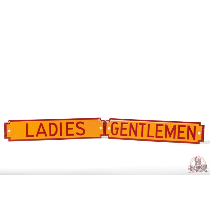Pair of Shell Gentlemen & Ladies Single Sided Porcelain Restroom Signs
