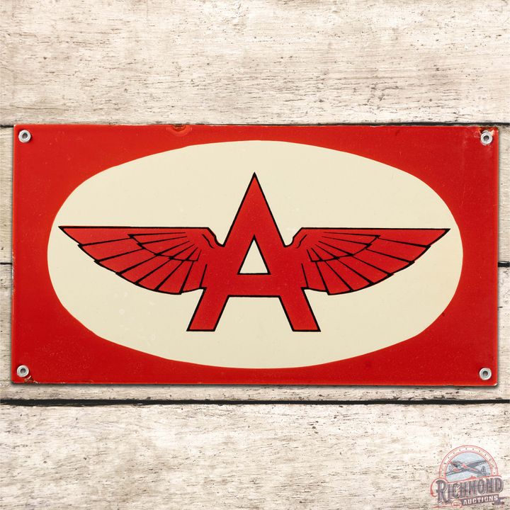 Flying A Gasoline SS Porcelain Sign w/ Logo