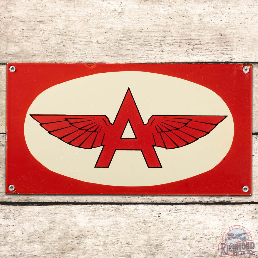 Flying A Gasoline SS Porcelain Sign w/ Logo