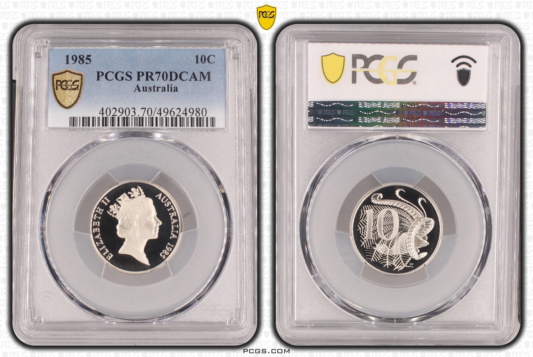 Ten Cent, 1985, Pcgs Pr70dcam