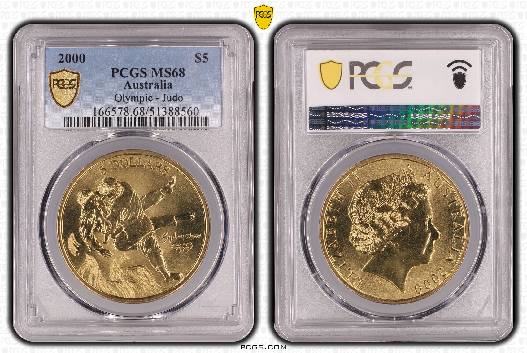 Judo, Five Dollar, 2000, PCGS MS68