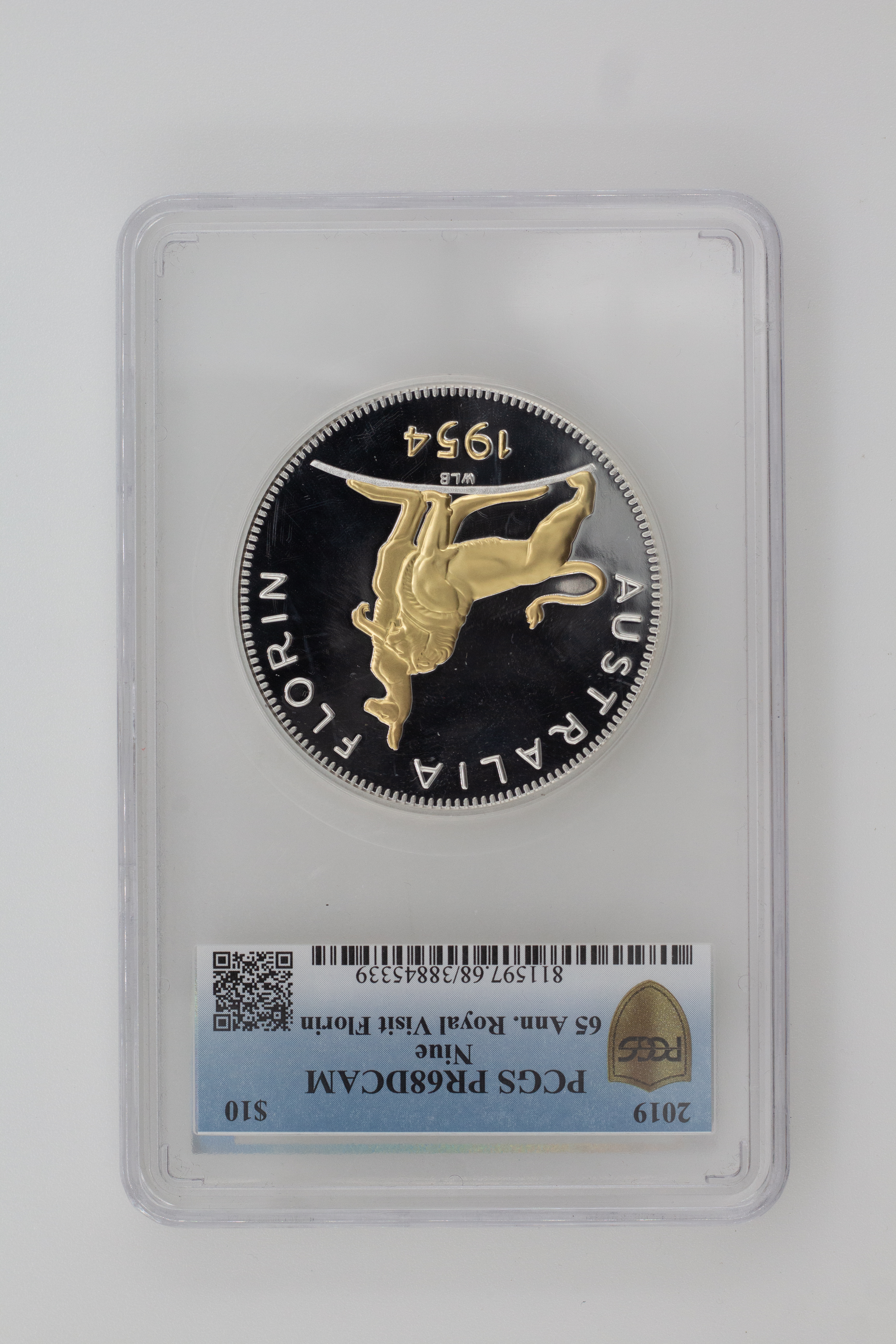 2019 Niue Ten Dollar, $10 Silver Proof 65 Ann. Royal Visit Florin PCGS - PR68DCAM -339