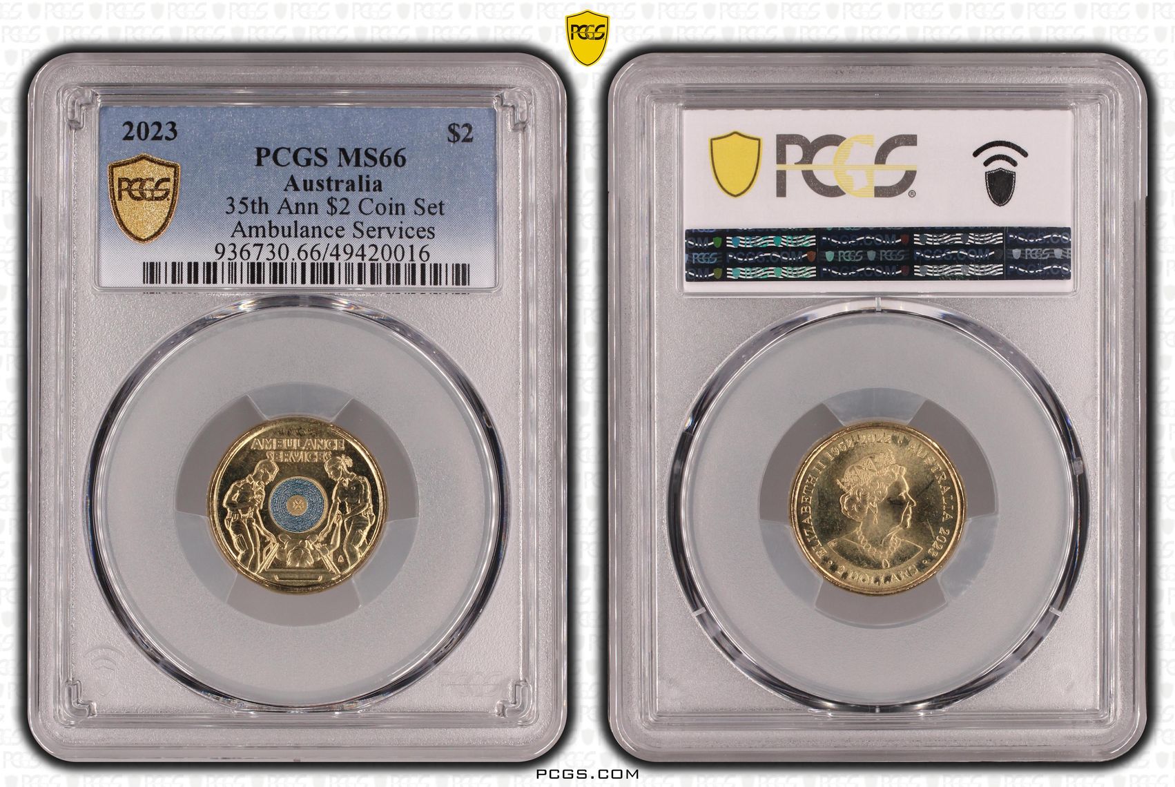 Elizabeth II, 35th Ann $2 Coin Set -Ambulance Services , Two Dollar, 2023, PCGS MS66