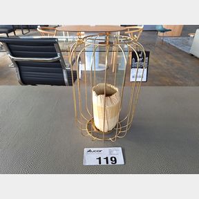 HAUS COLLECTION - GOLD METAL LANTERN WITH GLASS CANDLE HOLDER - 180 X 175 X 260MM