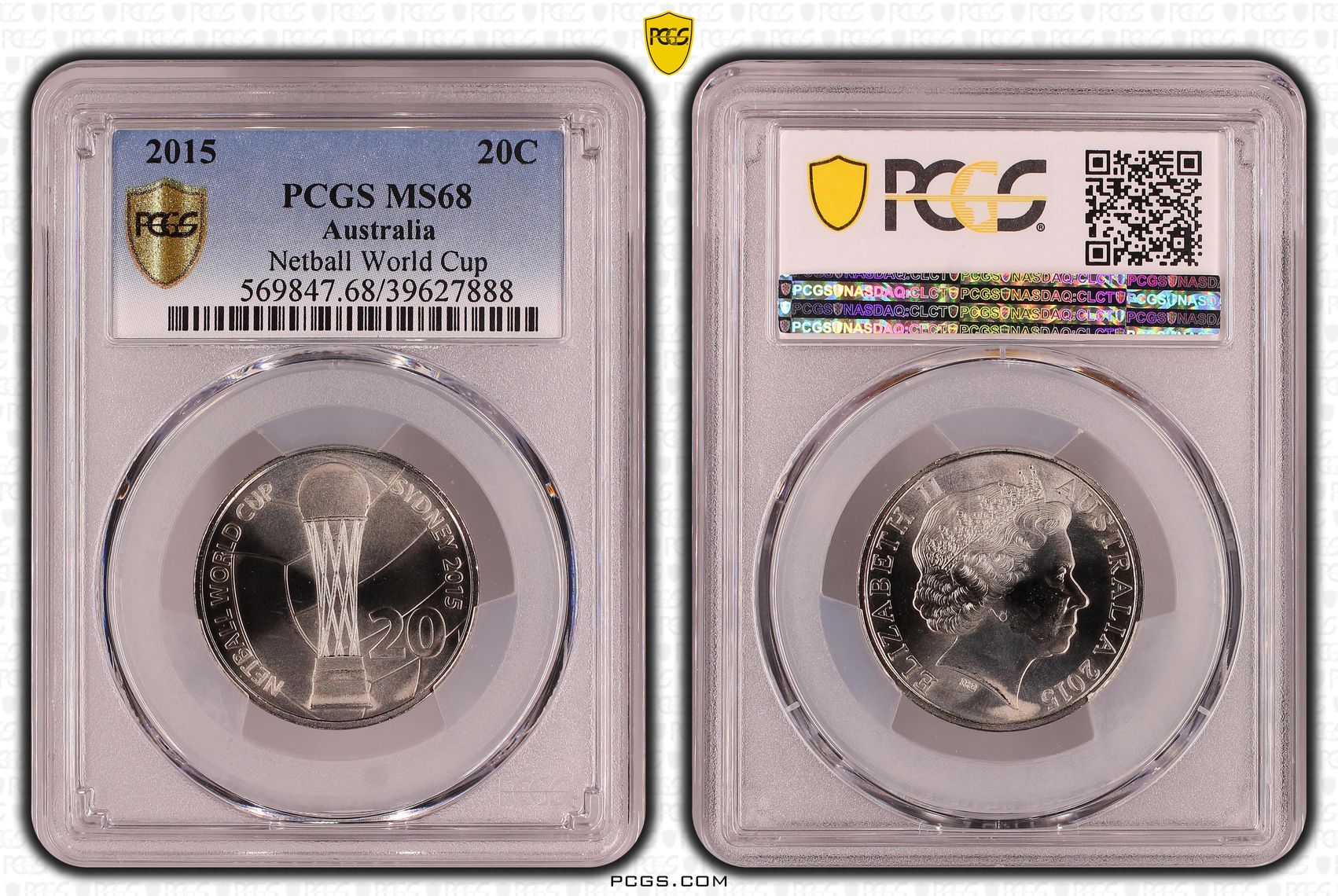 2015 Australia Twenty Cent, 20c Netball World Cup PCGS - MS68 -888
