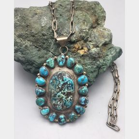 Turquoise Necklace With Handmade Chain