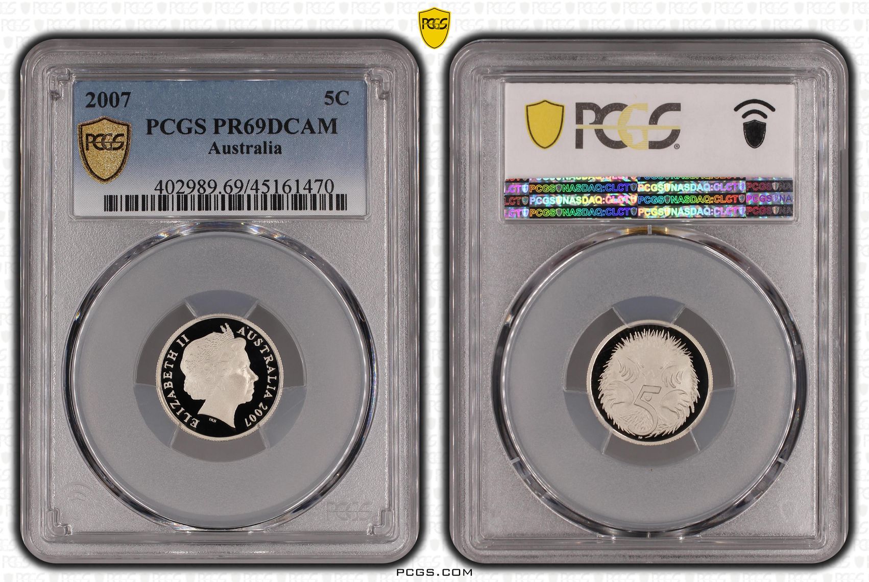 Elizabeth II, Five Cent, 2007, PCGS PR69DCAM