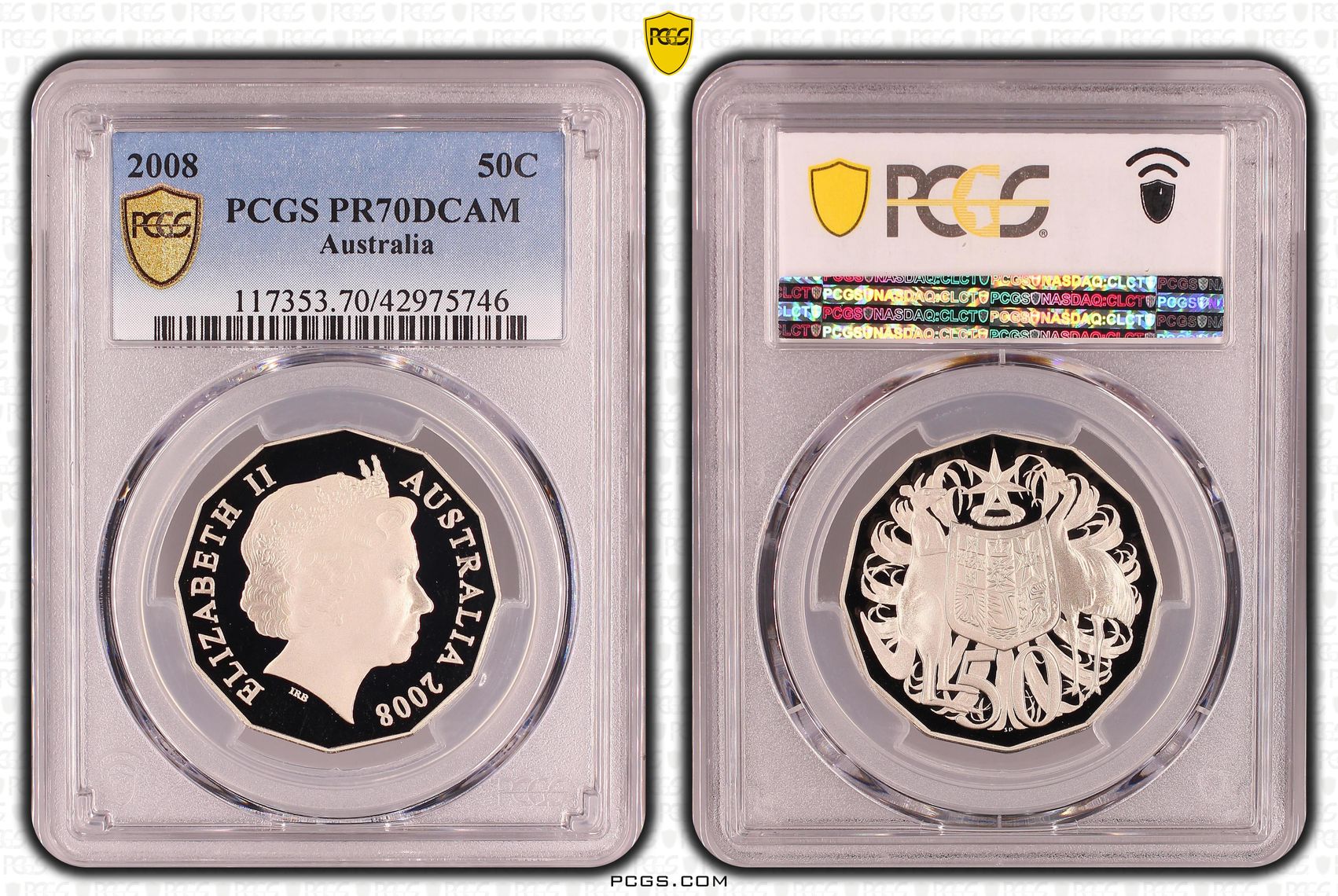 Elizabeth II, Fifty Cent, PR70DCAM , 2008 PCGS POP - 32/0