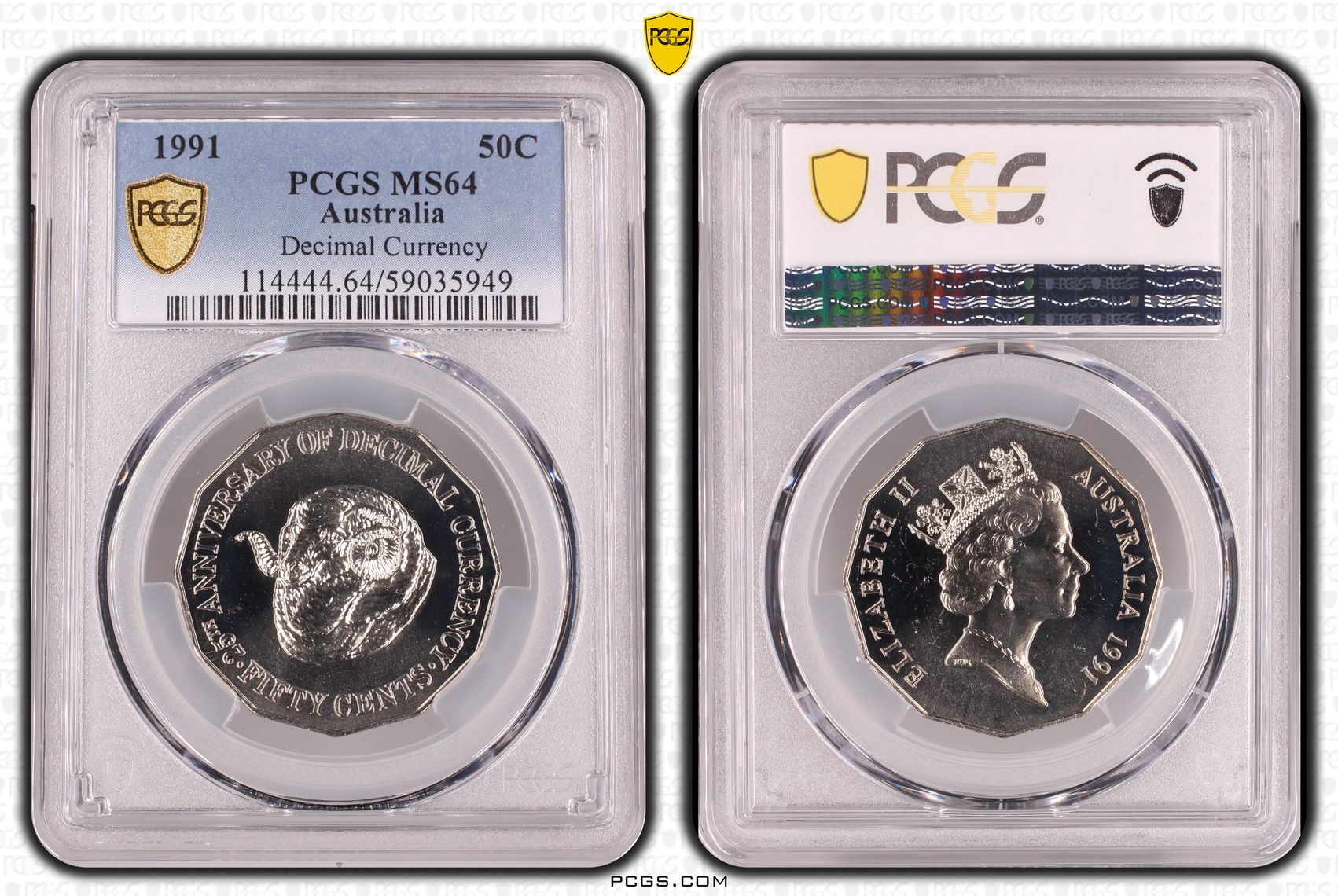25th Anniversary Decimal Currency, Fifty Cent, 1991, PCGS MS64