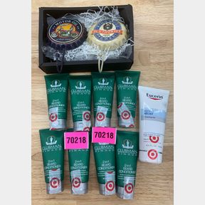 (8) CLUBMAN PINAUD BEARD CONDITIONER, EUCERIN REDNESS RELEIF CLEANISING GEL & BOTTLE CAP HOOKS