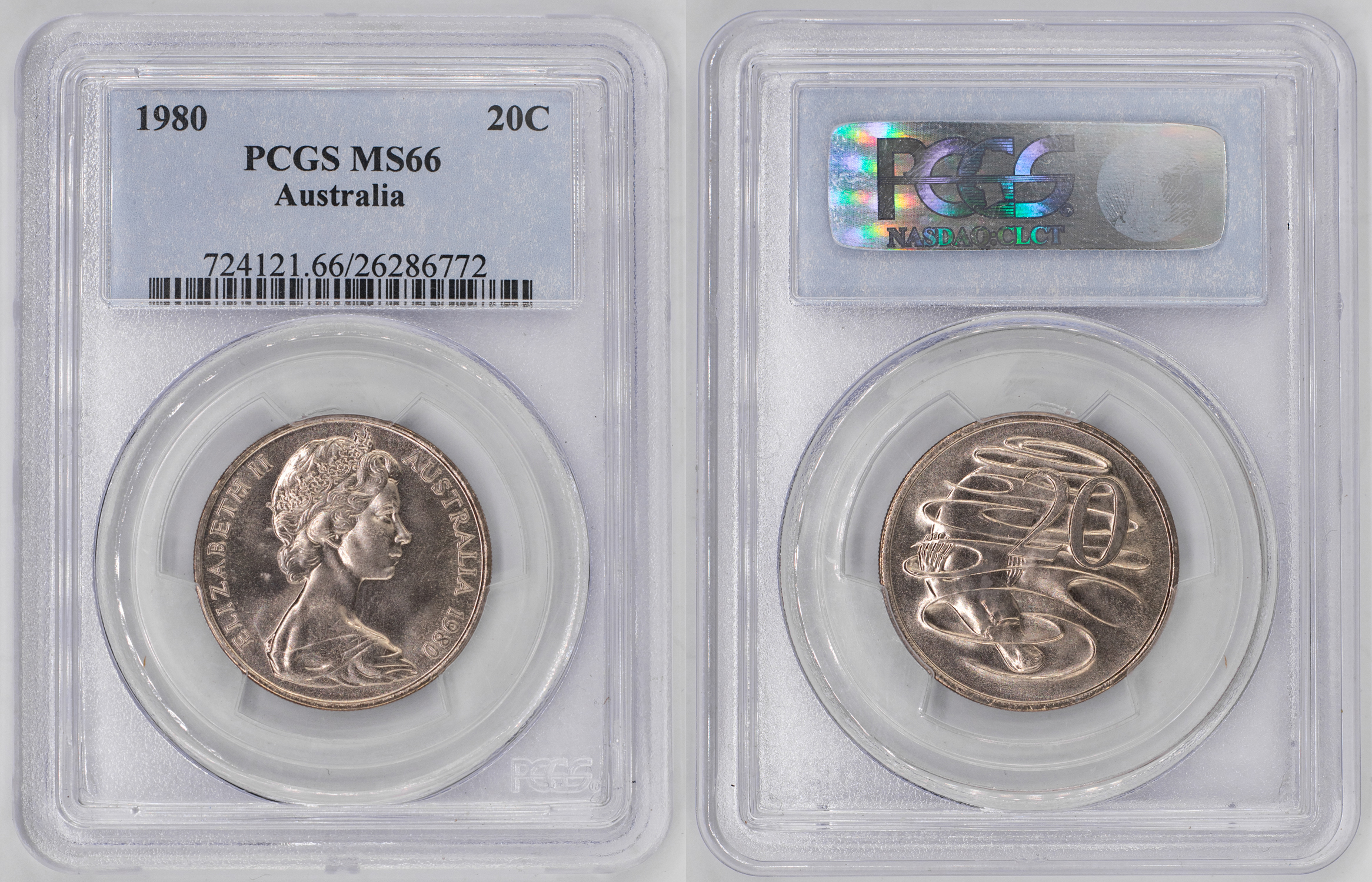 Elizabeth II, Twenty Cent, 1980, PCGS MS66