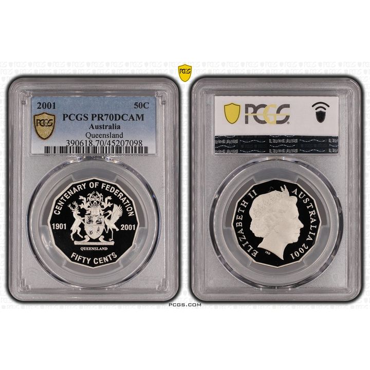 2001 Australia Fifty Cent, 50c Proof Queensland PCGS - PR70DCAM POP 40/0 -098
