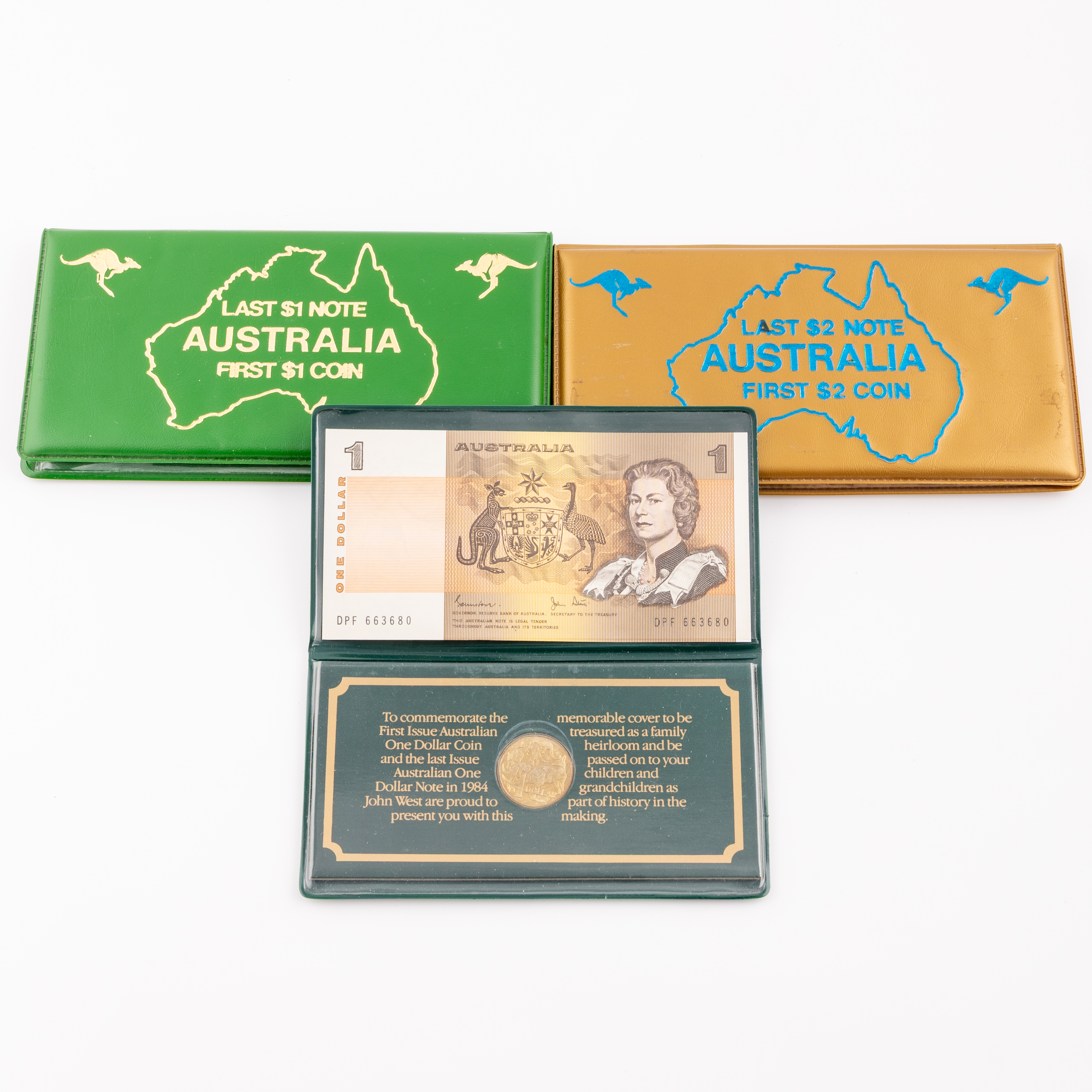 Elizabeth II, First & Last Folders, One Dollar - Two Dollars, 1984 - 1988, UNC