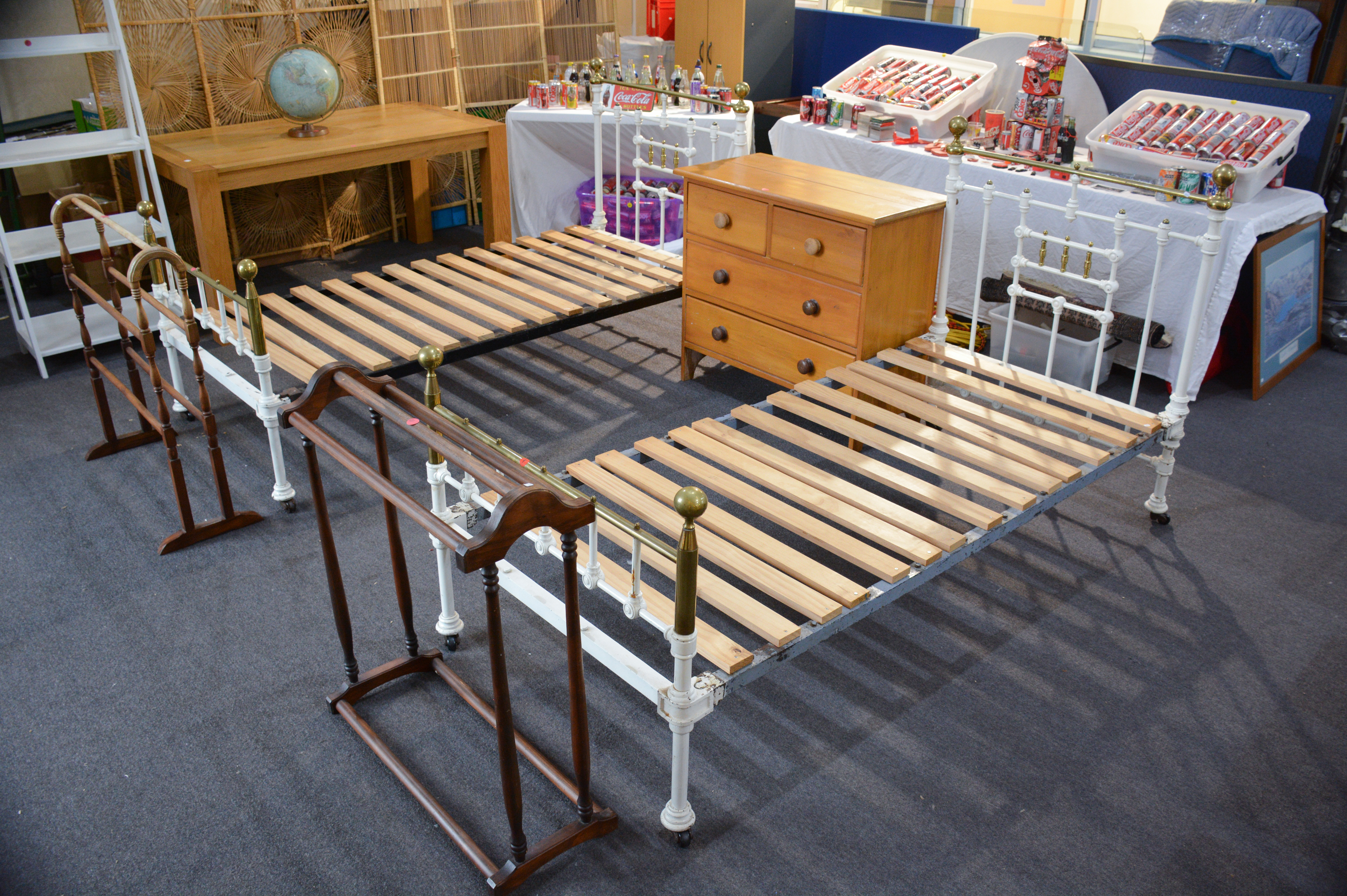 Brass and Metal Single Beds on Castors — NZ auction result