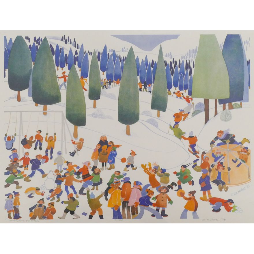 Rie Munoz ''Recess, Auke Bay School'' 1978 Signed Print 19'' x 24'' Sheet.