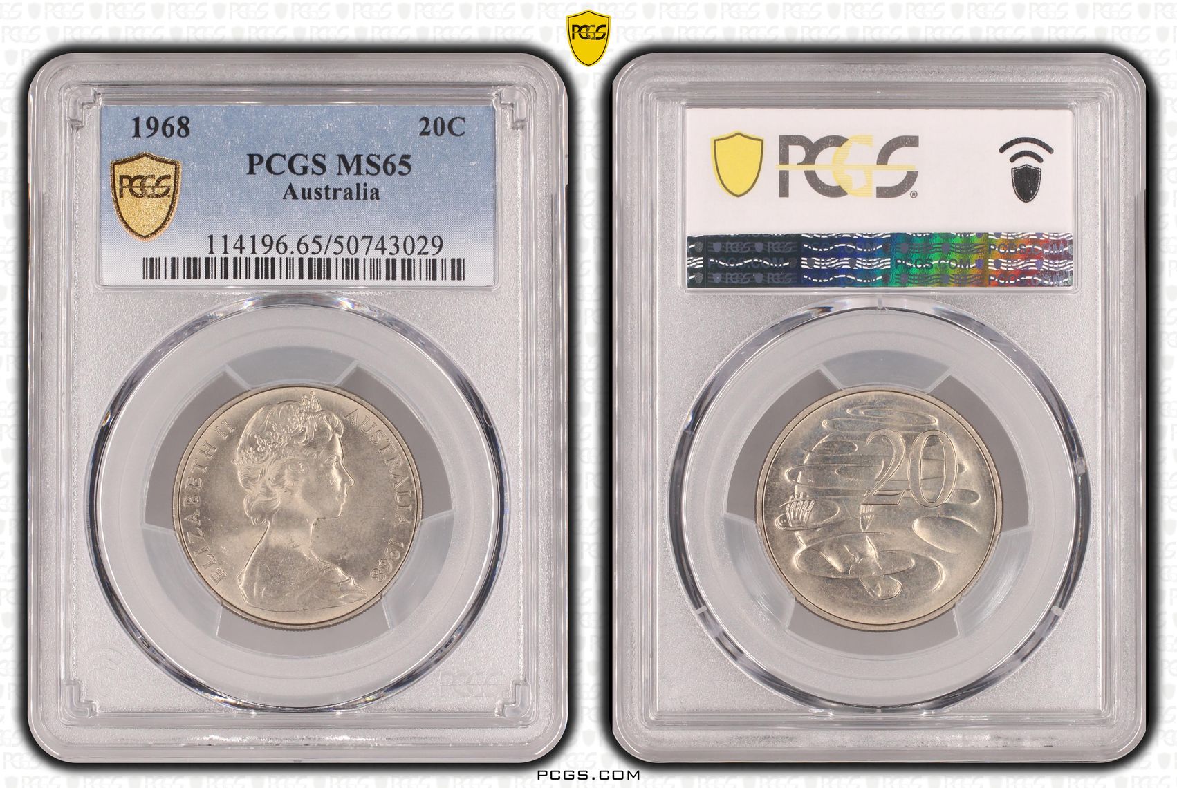 Twenty Cent, 1968, PCGS MS65