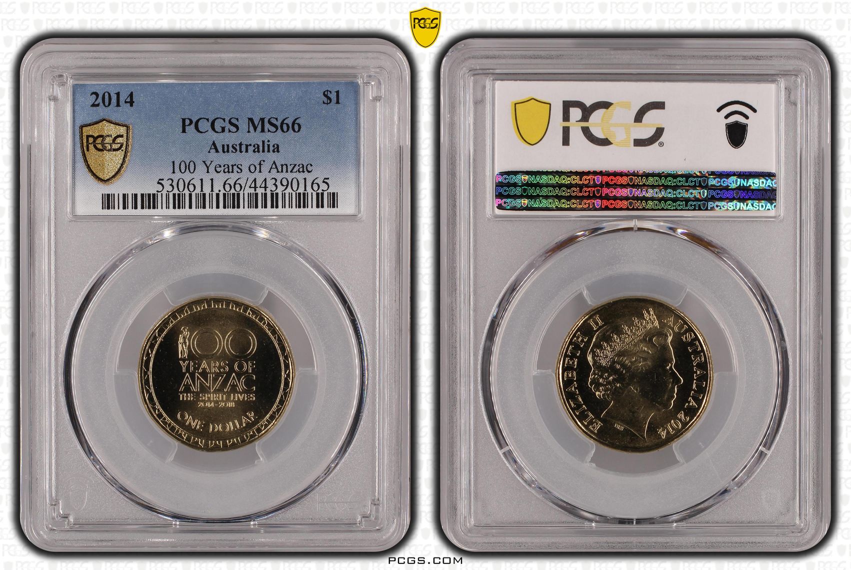 100 Years of Anzac, One Dollar, 2014, PCGS MS66