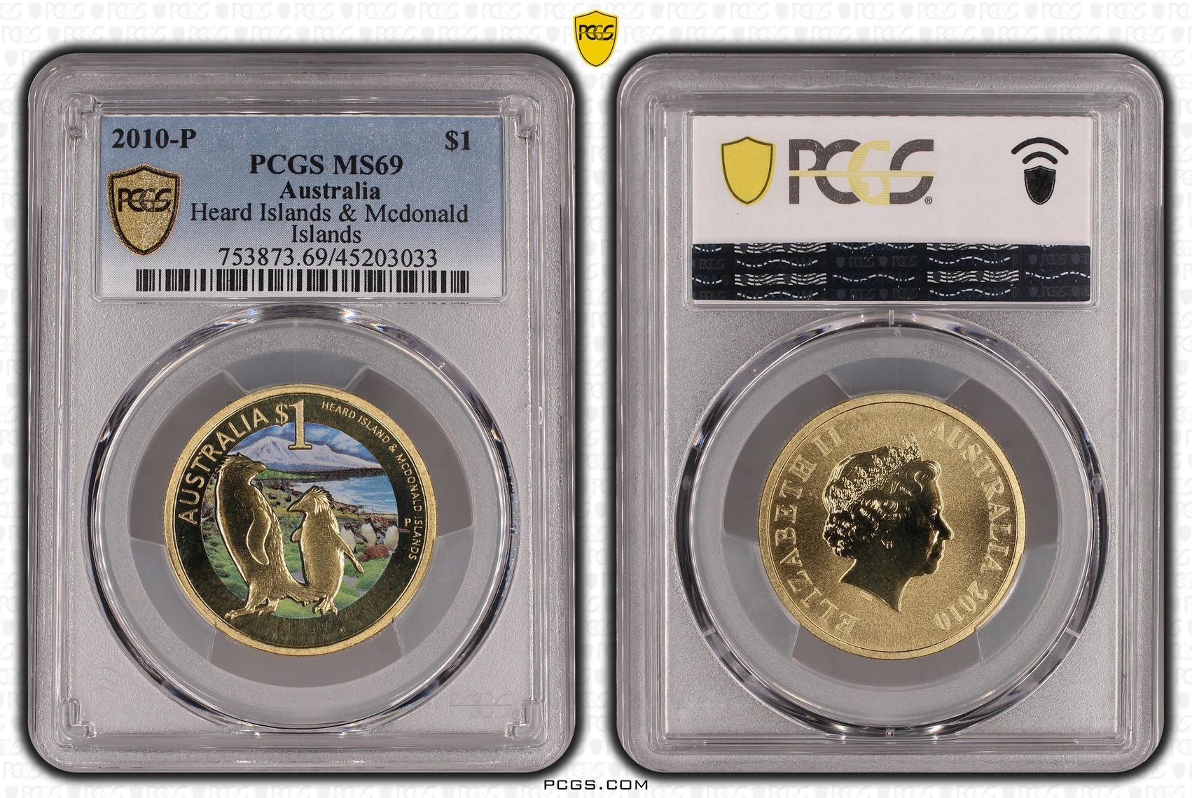 2010-P Australia One Dollar, $1 Heard Islands & Mcdonald Islands PCGS - MS69 POP 3/0 -033