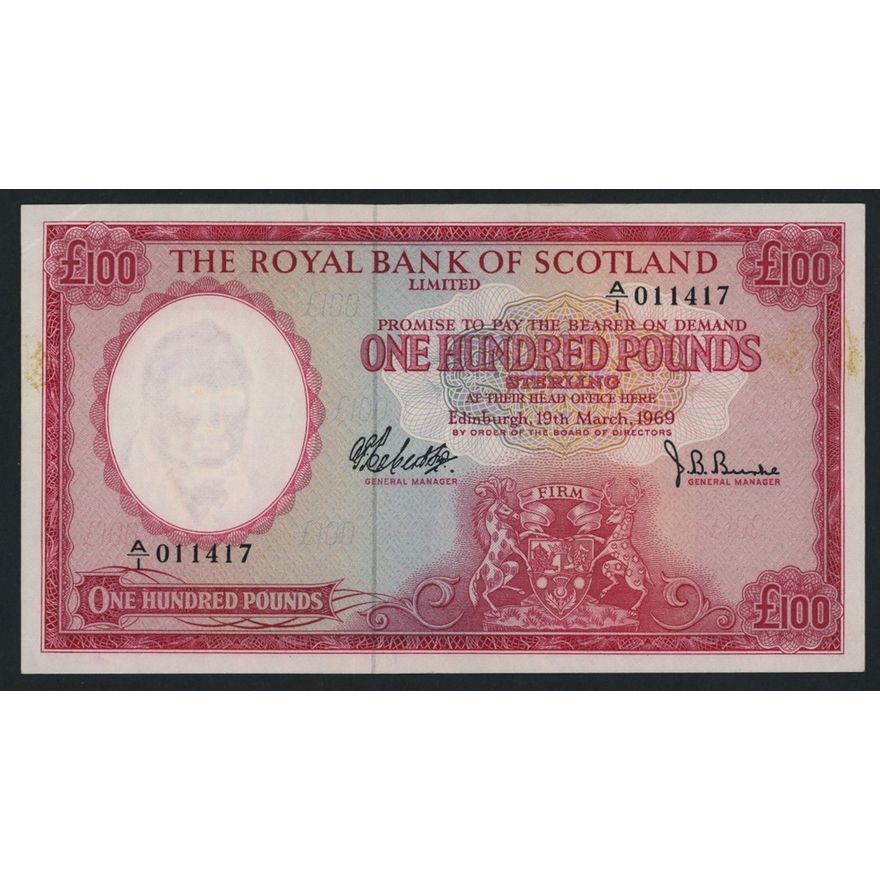 The Royal Bank of Scotland Limited, £100, Edinburgh, 19th March 1969 ...
