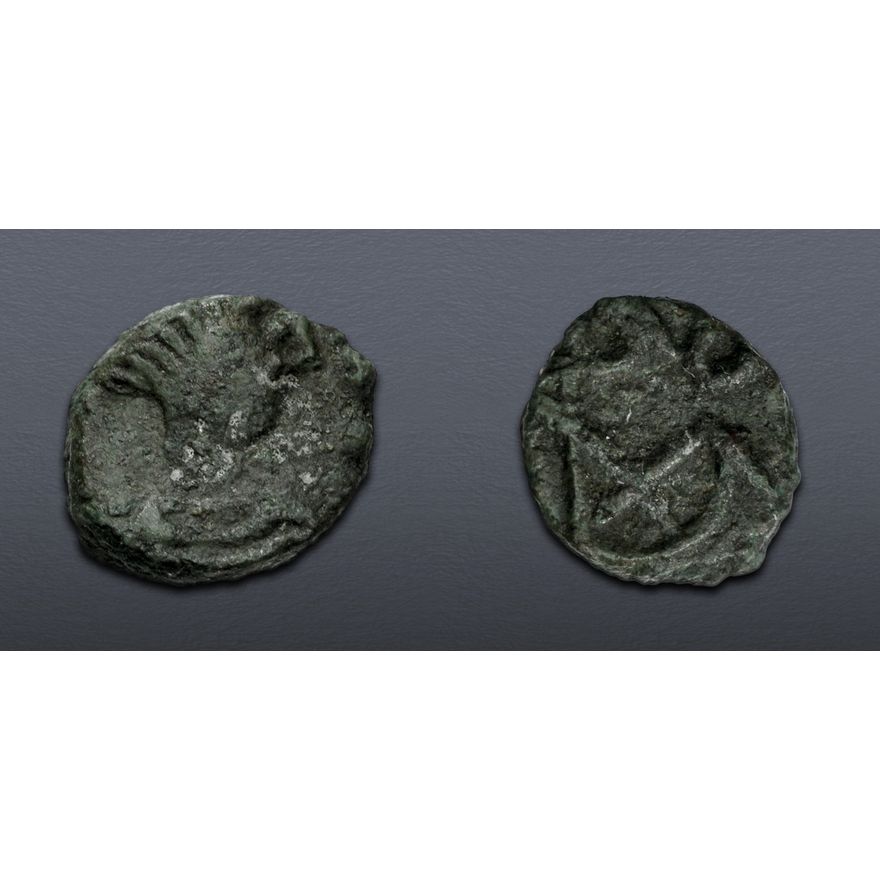 Theoderic Gausser OSTROGOTHS. Theoderic. 493-526. Æ Minimus (9mm, 0.61 g, 8h). In the ...